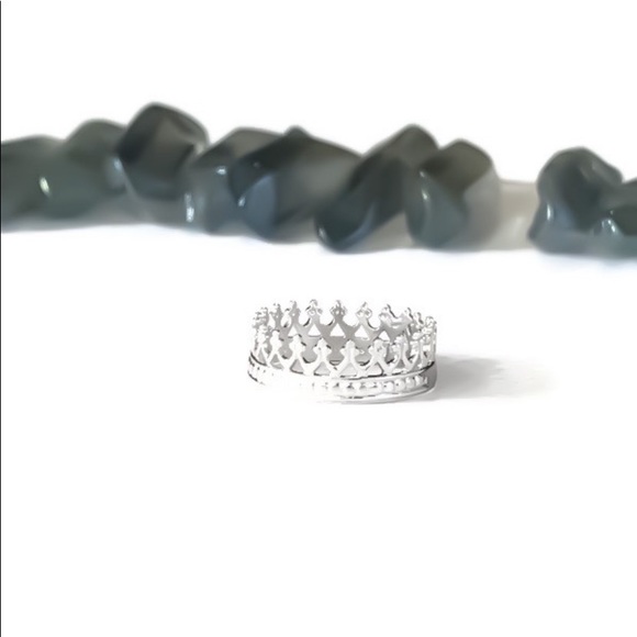 (2-5) 925 sterling silver princess queen tiara crown midi knuckle or toe ring - Picture 5 of 8